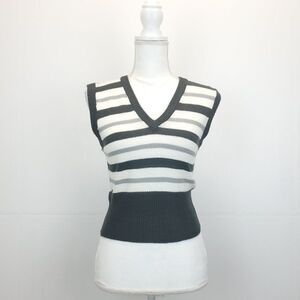 Vintage Fully Fashioned Ribbed Knit Acrylic Vest D-0111c